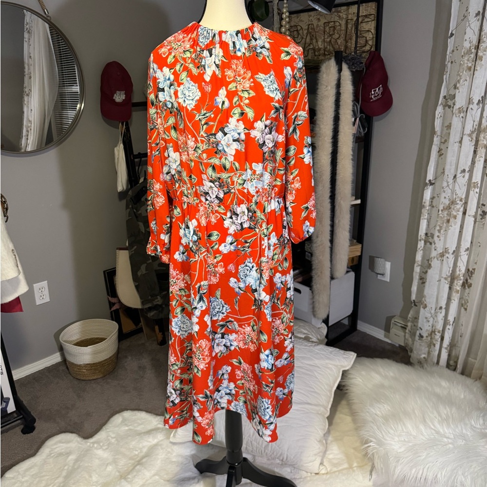 Floral Red Dress